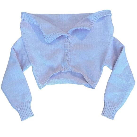 PHILOSOPHY DI LORENZO SERAFINI Off-The-Shoulder Cropped Cardigan - Picture 1 of 7